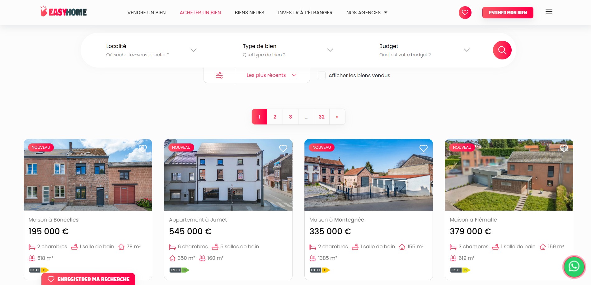 easyhome belgique site internet biens immobiliers