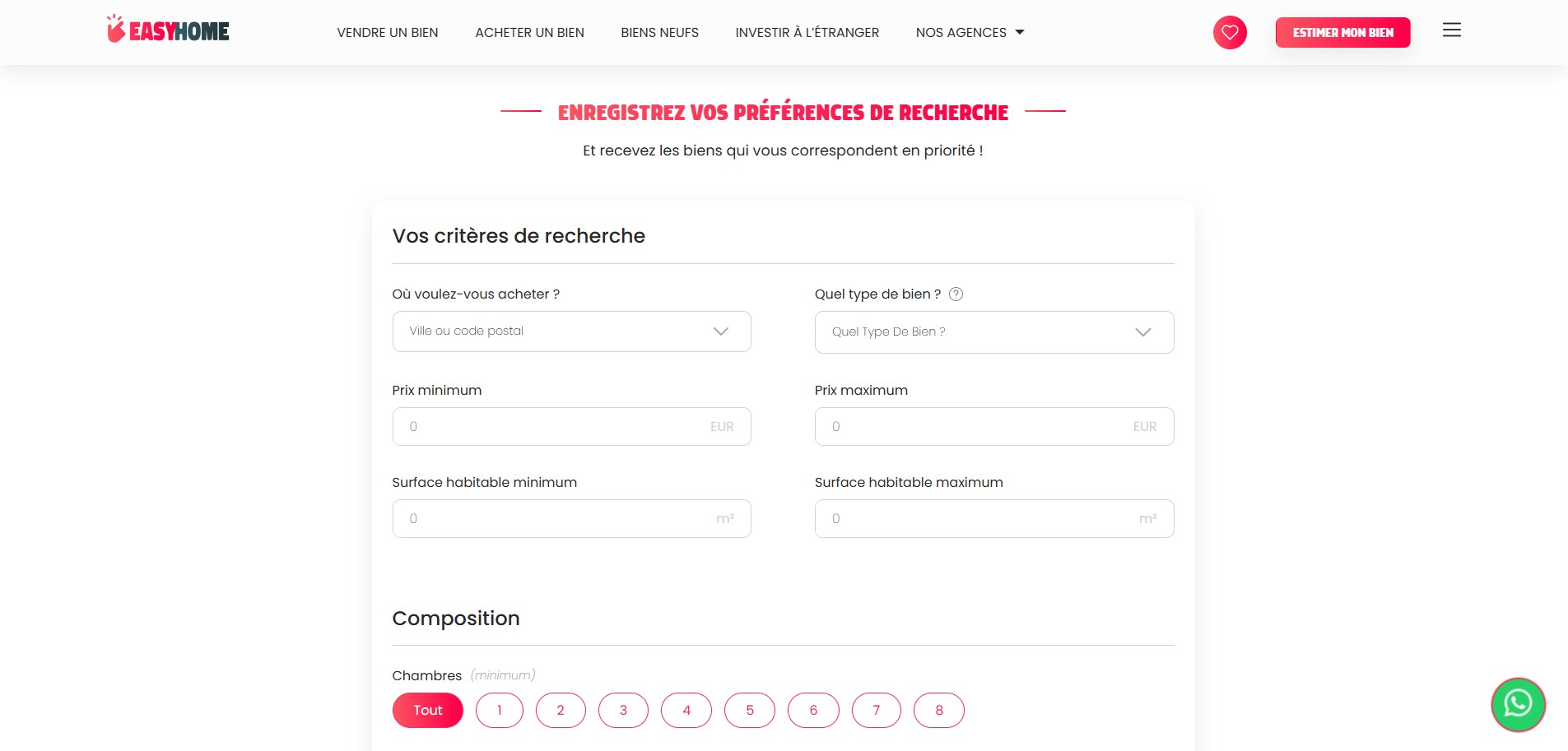 easyhome belgique site internet enregistrer recherche